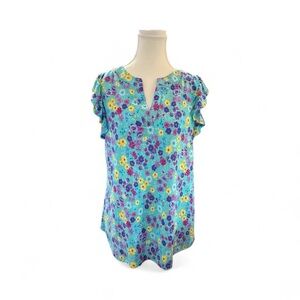 Dear Scarlett Blue Floral Blouse – Size Large
